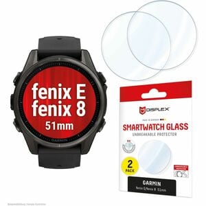 Displex 9H Hybridglas Displayschutz für Garmin - Transparent - 2 Pack - für AMOLED Smartwatch - Bruchsicher, Kratzfest, Fi