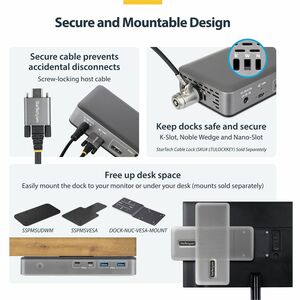 StarTech.com USB 3.2 (Gen 2) Type C Docking Station for Monitor, Desktop PC, Notebook - Charging Capability - Space Gray -