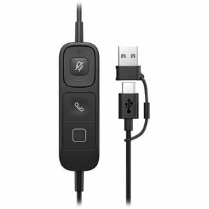 Poly Mission 600 625 Wired Over-the-head, On-ear Stereo Headset - Black - Microsoft Teams Certification - Binaural - Supra