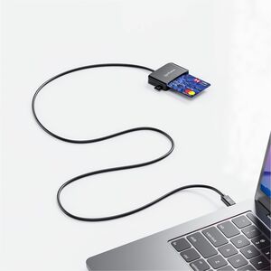 USB-C Contact Smart Card Reader with MicroSD slot, USB Type-C Male to Contact Reader Interface and microSDXC, Supports Win