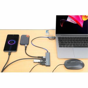 Manhattan USB-C & USB-A Combo Dock/Hub, Ports (4): USB-A (x2) and USB-C (x2), 5 Gbps (USB 3.2 Gen1 aka USB 3.0), USB power