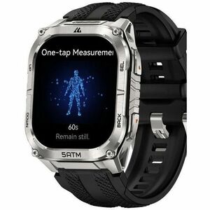 Kospet TANK M4C Smart Watch - Square Case Shape - Silver Body Color - Stainless Steel, Zinc Alloy Case Material - Silicone