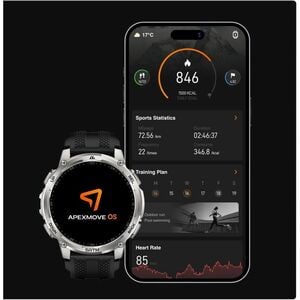Kospet TANK T4C Smart Watch - Round Case Shape - Silver Body Color - Stainless Steel, Zinc Alloy Case Material - Silicone 