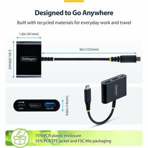 StarTech.com AV/Data Transfer Adapter - 1 - 1x 9-pin USB 3.2 (Gen 1) Type A - Female, 1x 24-pin USB 3.2 (Gen 1) Type C - F