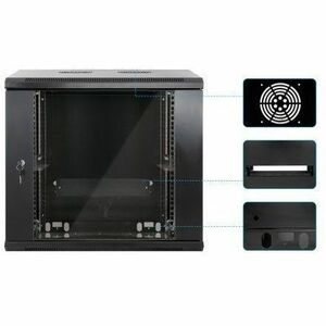 Intellinet 711814 9U Wall Mountable Enclosed Cabinet Rack Cabinet for LAN Switch, Patch Panel, Networking - 482.60 mm Rack