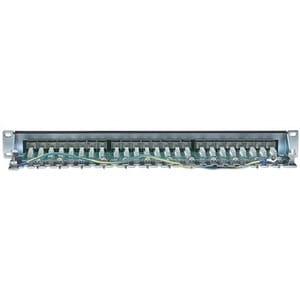 Patch Panel, Cat6, FTP, 24-Port, 1U, Shielded, 90° Top-Entry Punch-Down Blocks, Black - 24 x RJ-45 - 24 x RJ-11 - 1U High 
