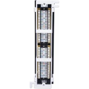 Patch Panel, Cat6, Wall-mount, UTP, 12 Port, Black - 12 x RJ-45 - Wall Mountable