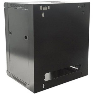 Network Cabinet, Wall Mount (Standard), 9U, 600mm Deep, Black, Flatpack, Max 60kg, Metal & Glass Door, Back Panel, Removea
