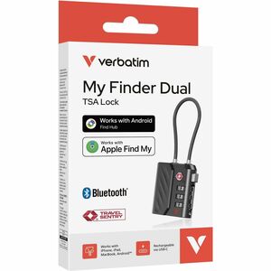 Verbatim Combination Padlock - 1 - Acrylonitrile Butadiene Styrene (ABS), Braided Stainless Steel - Black