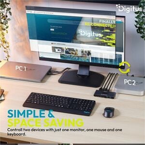 Digitus KVM Switchbox - 4K - 3840 x 2160 - 7 x USB - 3 x HDMI - Desktop