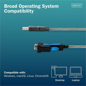 Digitus 1.80 m Serial/USB Data Transfer Cable - 1 Piece - Cable for Peripheral Device, Modem - First End: 1 × USB 2.0 Type