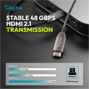 Digitus 70 m Hybrid Fiber Optic A/V Cable - 1 Unit - Cable for Audio/Video Device, Digital Signage, DVD, Blu-ray Player - 