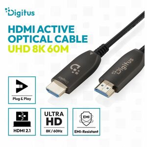 Digitus 60 m Hybrid-Glasfaserkabel AV-Kabel - 1 Stück - Cable for Audio-/Video-Gerät, Digital-Signage-Display, HDTV, Displ