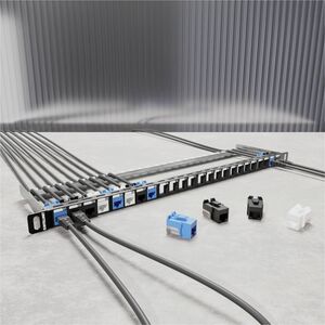 19" 24-Port Shielded Blank Patch Panel, 0.5U, Unloaded 19-inch Rackmount Keystone Panel for High-density Installations, Re