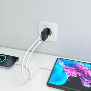 CARGADOR GAN ULTRA DELGADO 30W 2XUSB-C PD3.0 NEGRO