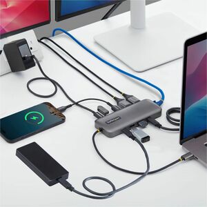 StarTech USB-C to Dual-DisplayPort Multiport Adapter, 100W Power Delivery Charging, 2x 4K 60Hz, 5-Port 5Gbps Hub, GbE, Min