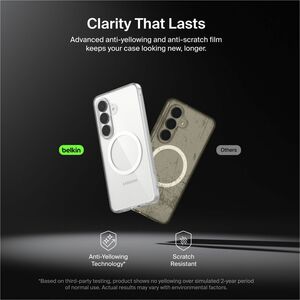 Belkin SheerForce Case for Samsung Galaxy S26 Smartphone - Grippy Side Grooves, Grooved Edges - Clear - Drop Resistant, Ye