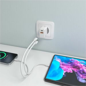 GAN CHARGER 20W USB-C PD3.0 USB-A QC3.0 WHITE