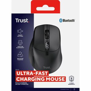 Mouse Trust Zevo Dimensioni ridotte - Frequenza bluetooth/radio - USB 2.0 tipo A - Ottico - Nero - PC, Mac - Wireless - 2,