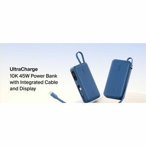 Belkin UltraCharge Power Bank - Blue - For iPhone, iPad Air, iPad mini, iPad Pro - 10000 mAh - 45 W - USB Type-C Connector
