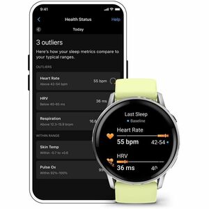 Garmin Venu 4 Smart Watch - Silver Case Color - Citron Band Color - Stainless Steel, Metal Body Material - Fiber Reinforce