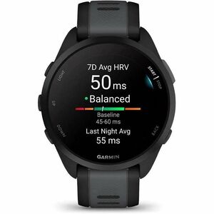 Garmin Forerunner 165 Smart Watch - Round Case Shape - Black Body Color - Slate Grey Band Color - Fiber Reinforced Polymer