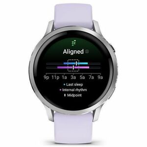 Garmin Venu 4 Smart Watch - Silver Case Color - Periwinkle Band Color - Stainless Steel, Metal Body Material - Fiber Reinf