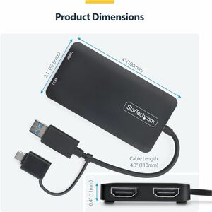 StarTech.com A/V Adapter - 1 - 1 x USB 3.2 (Gen 1) Type A - Male, 1 x USB 3.2 (Gen 1) Type C - Male - 2 x HDMI 1.4 Digital