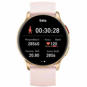 Carneo Heiloo HR+ 2nd Gen Smart Watch - 10 mm Case Thickness - 44 mm Case Width - Silver, Gold Body Color - Pink Band Colo