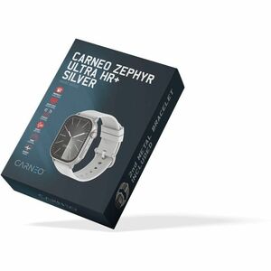 Carneo Zephyr Ultra HR+ Smart Watch - 10 mm Case Thickness - Silver Body Color - Silver, Grey Band Color - Metal, Tempered