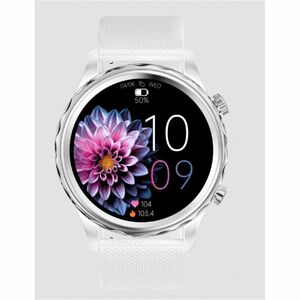Carneo Queen HR+ Smart Watch - 11 mm Case Thickness - 44 mm Case Width - Silver, White Body Color - Metal, Mineral Glass, 