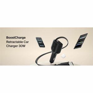 Belkin BoostCharge 30 W Auto Adapter - Universal Adapter - For iPhone, iPad Air, iPad Pro, MacBook Pro - 70 cm Cable - 12 