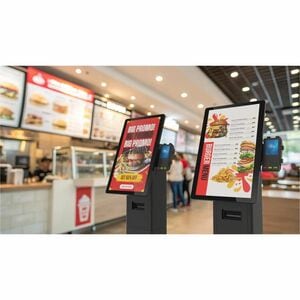SpacePole Mini Mounting Kiosk for Receipt Printer, Display Screen, Scanner - Black - Landscape/Portrait - 38.1 cm to 68.6 