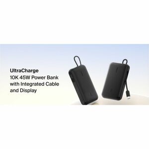 Belkin BoostCharge Stromspeicher - Schwarz - 10000 mAh - 45 W - Integriertes Kabel - Schwarz