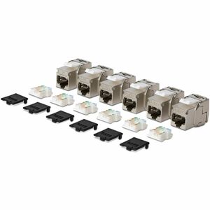 StarTech.com Jack Keystone Cat8, Lot de 6 Prises Ethernet RJ45 Keystone, Prise Murale STP Cat8, 180 Degrés Sans Outil - Bl