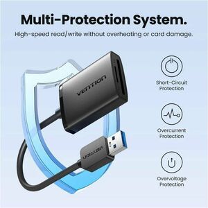 Vention CLP 2 Slot(s) Flash Reader - USB 3.0 Type A - External - 1.95 TB Flash Drive - 5 GB/s - SD, microSDHC, SDHC, SDXC