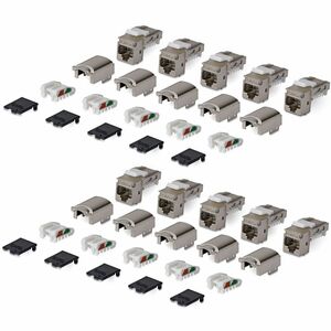 StarTech.com Gold Plated Network Connector - 10 / Pack - TAA Compliant - 1 x RJ-45 Network - Female - Shielding - Silver