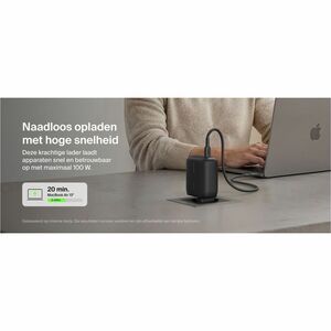 Belkin BoostCharge 100 W AC Adapter - Universal Adapter - 1 USB Type-C - For Smartphone, Tablet PC, Notebook, iPhone, iPad