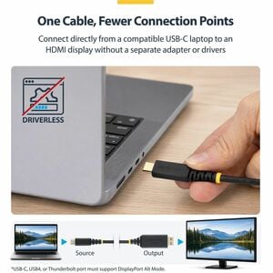 StarTech.com 2 m HDMI/USB-C A/V Cable - 1 - Cable for Audio/Video Device, Notebook, Display, External GPU, Tablet, Worksta