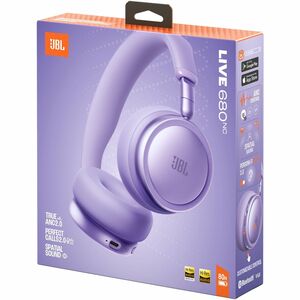 JBL Live 680NC Wired/Wireless Over-the-head, On-ear Stereo Headset - Purple - Binaural - Circumaural - Bluetooth - 32 Ohm 