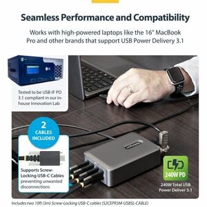 4-Port Multi-Device USB-C Charger 240W Total Single Port 140W EPR PD 3.1