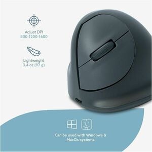 R-Go HE Basic Vertical Mouse Maus - Bluetooth - USB-Typ C - Optisch - 3 Taste(n) - Grau - Mac, Windows - Kabel/Drahtlos - 