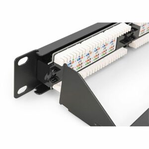 Digitus 24 Port(s) Network Patch Panel - Category 6 - Twisted Pair - Jet Black - 24 x RJ-45 - 1U High - Rack-mountable