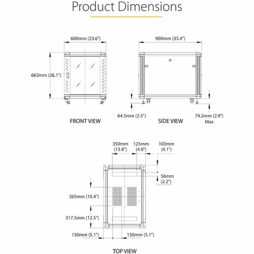 StarTech.com 4-Post 12U Server Rack Cabinet, 19" Data Rack Cabinet for Computer / IT Equipment, Home Network Rack, Half He