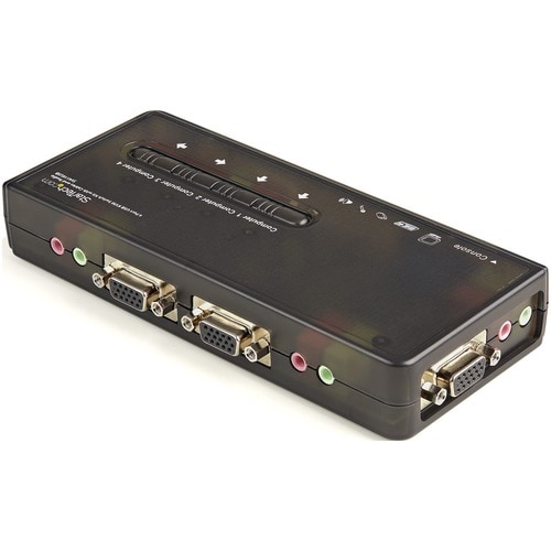 StarTech.com Juego de Conmutador Switch KVM 4 Puertos Video VGA USB 2.0 con Cables y Audio - 4 Computador(es) - QXGA - 204