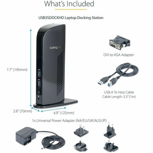 StarTech.com Docking Station USB 3.0 USB-A de 2 Monitores - HDMI y DVI/VGA - Hub 6x USB-A - Replicador - Win/Mac/ChromeOS 