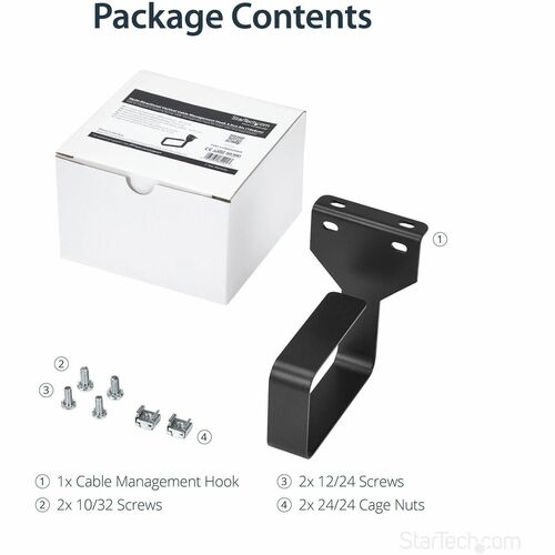 StarTech.com Vertical 2.4 x 3.9in Server Rack Cable Management D-Ring Hook- 1.5U Multi-Directional Mount - Network Rack Co