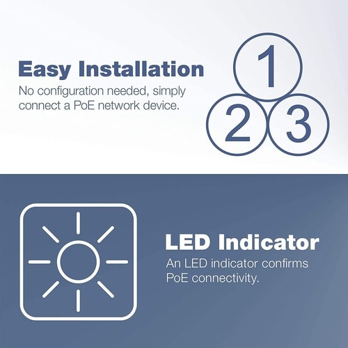 Injecteur POE TRENDnet TPE-113GI - Conforme aux normes TAA - 48 V DC Entrée - 1 x 10/100/1000Base-T Port(s) d'entrée - 1 x