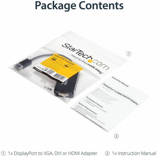 StarTech.com Travel A/V adapter: 3-in-1 DisplayPort to VGA DVI or HDMI converter - 1 x 20-pin DisplayPort Digital Audio/Vi