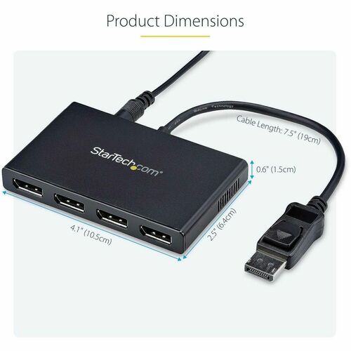 StarTech.com 4-Port Multi-Monitor DisplayPort Adapter, DP auf 4x DisplayPort 1.2 Splitter, Vierfach 1080p 60Hz MST Hub, nu